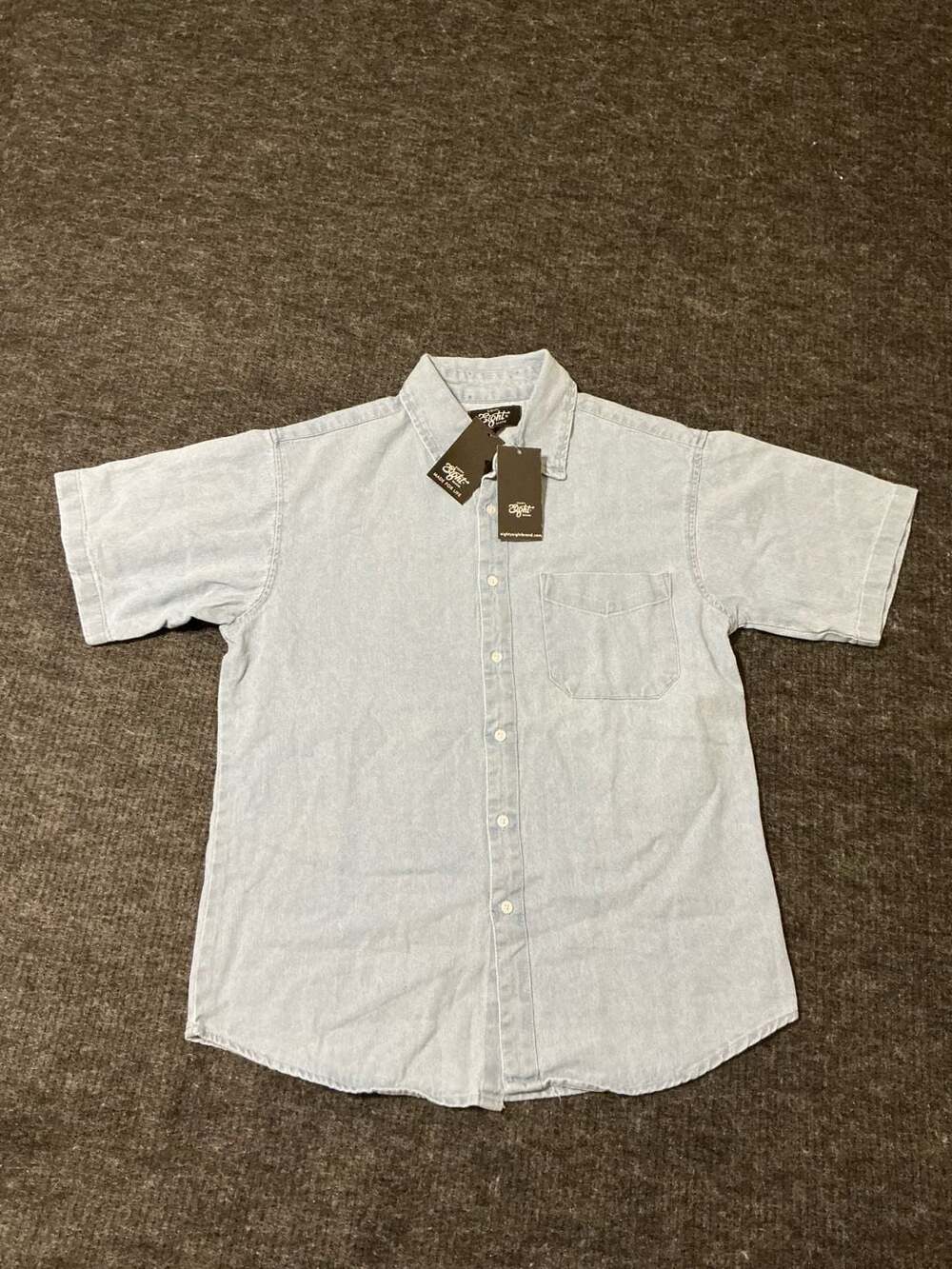 Eighty Eight Brand Short Sleeve Denim Button Down Shirt Mens Size Medium Blue